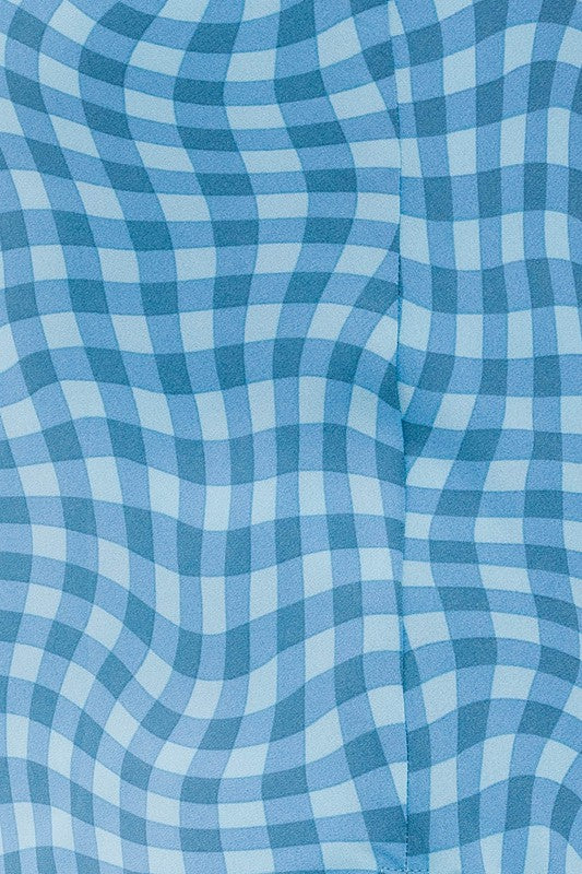 Marina Wavy Checkered Bias Cut Mini Skirt