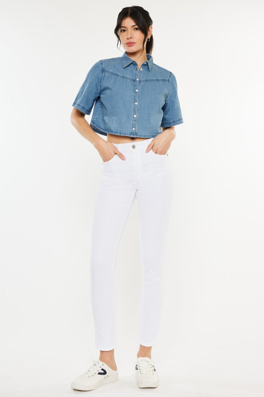 KanCan High Rise Ankle White Skinny Jeans
