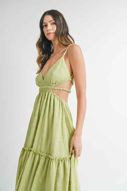 Cut Out Waist Backless Maxi Dress