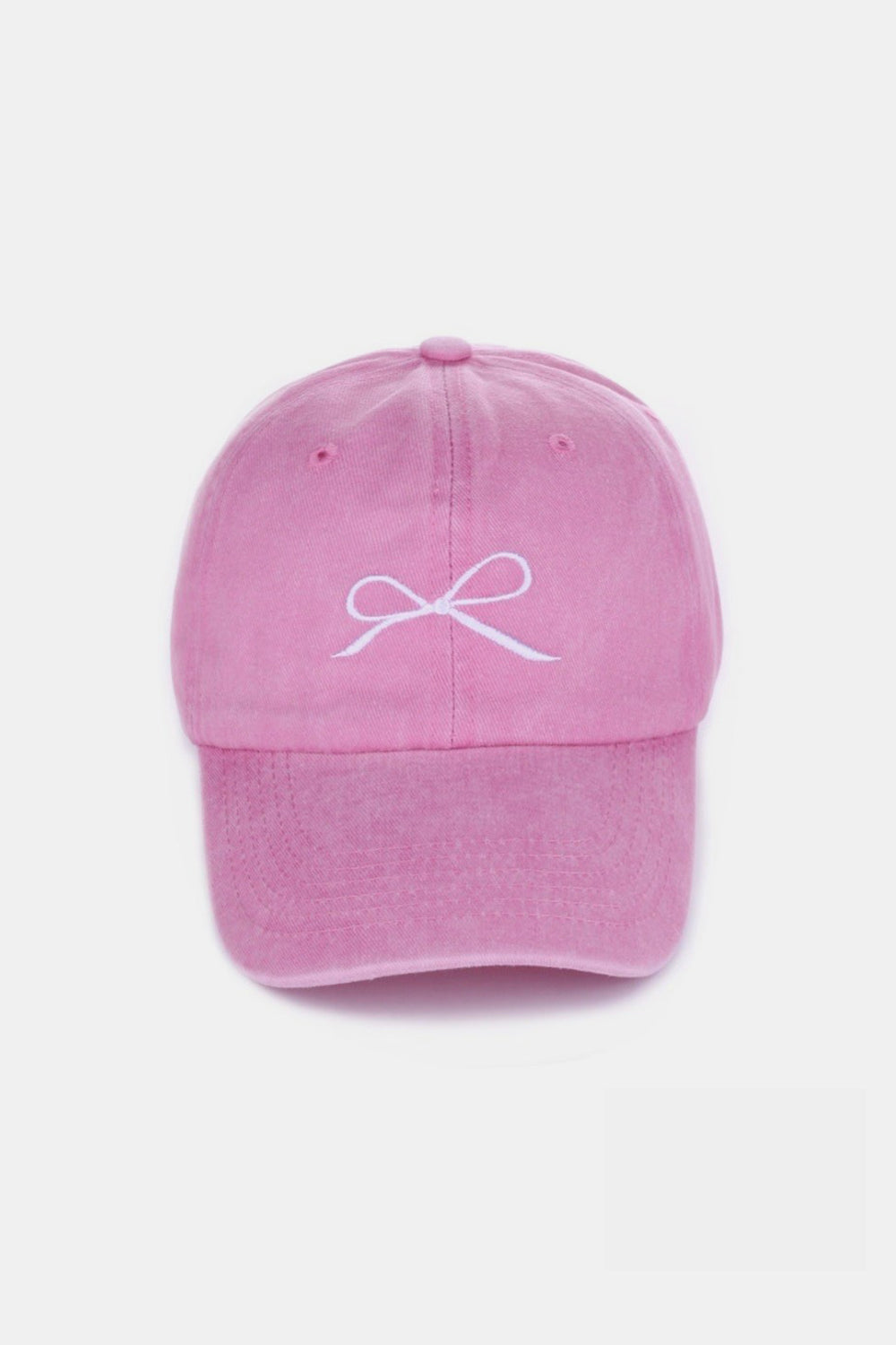 Bow Embroidered Washed Baseball Hat