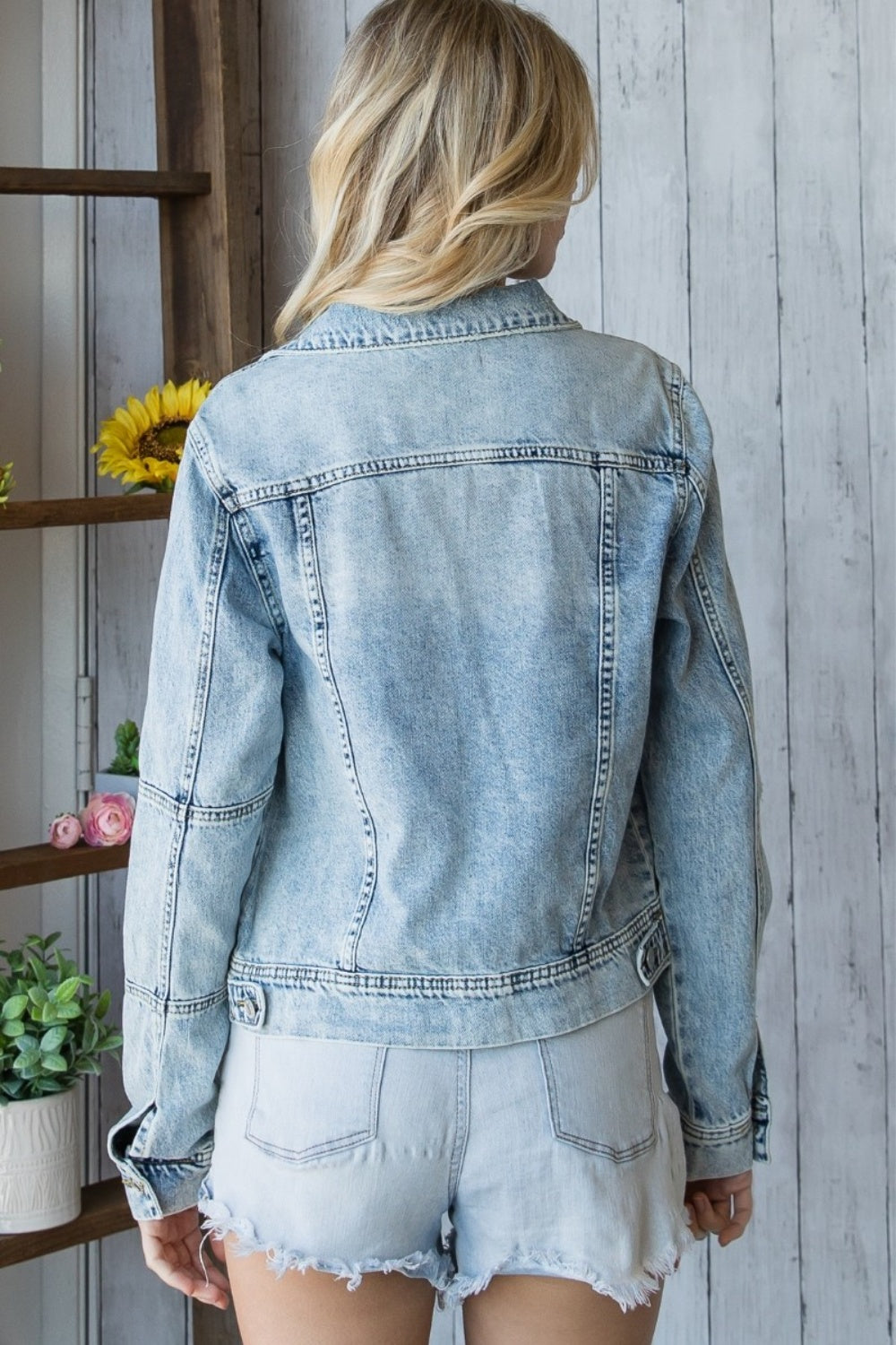 Daytona Distressed Button Up Denim Jacket