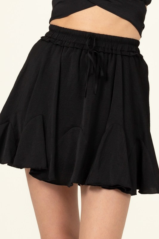 Not Your Girl Drawstring Ruffle Mini Skirt