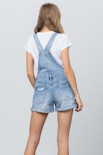 Darla High Rise Overall Denim Romper