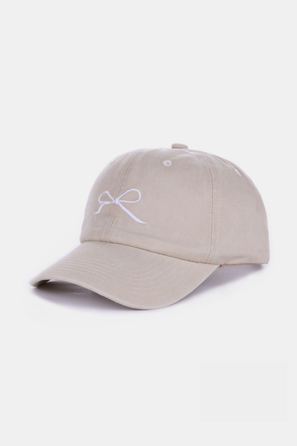 Bow Embroidered Washed Baseball Hat