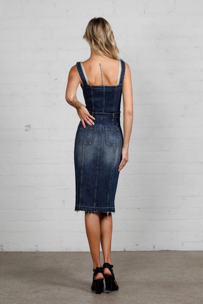 Raw Hem Denim Overall Dress