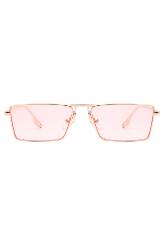 Retro Rectangle Slim Flat Lens Sunglasses