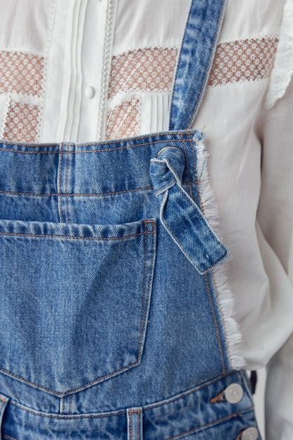 Nellie Frayed Overall Denim Romper