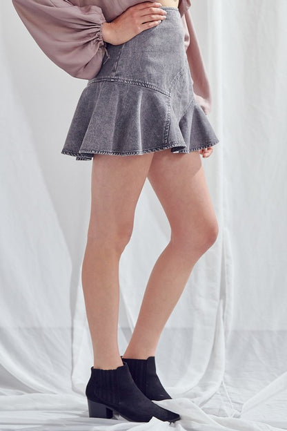 Alyssa A-Line Acid Wash Mini Skirt