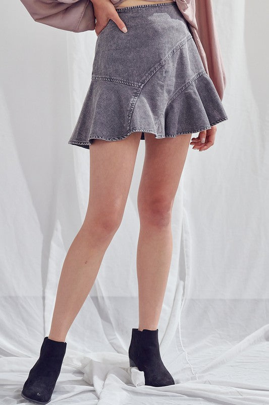 Alyssa A-Line Acid Wash Mini Skirt