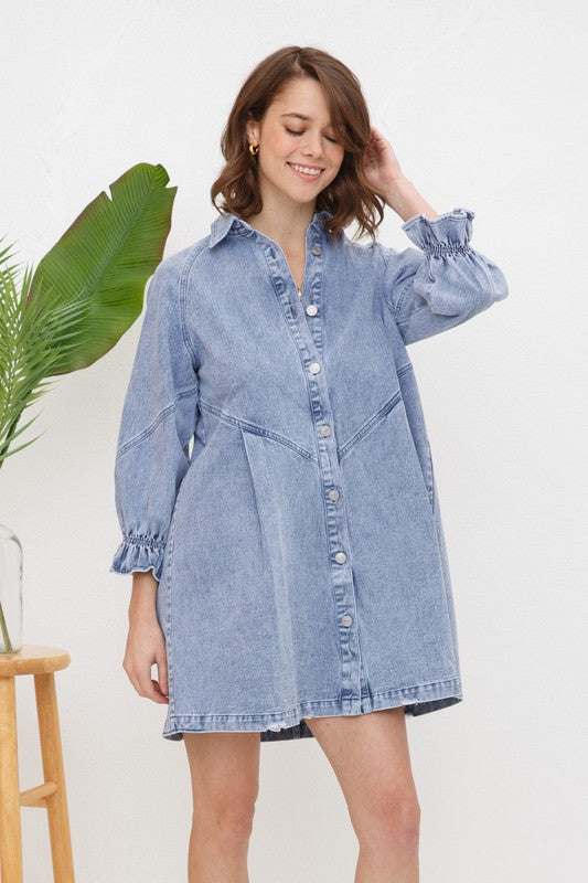 Lauren Denim Washed Mini Dress