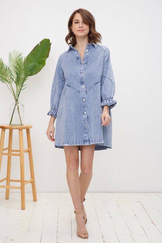 Lauren Denim Washed Mini Dress