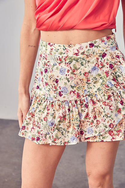 Spring Garden Floral Mini Skort