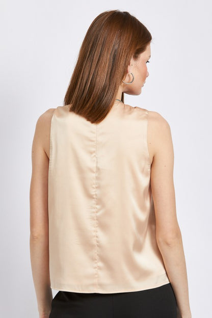 Sleeveless Blouse with Twist Front