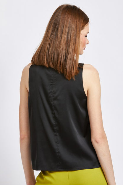 Sleeveless Blouse with Twist Front