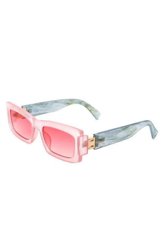 Retro Narrow Rectangle Flat Top Slim Sunglasses