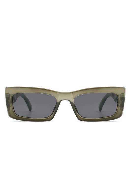 Retro Narrow Rectangle Flat Top Slim Sunglasses