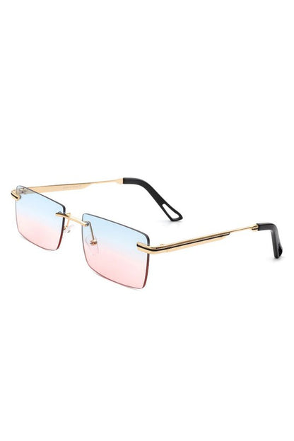 Rectangle Rimless Retro Flat Top Sunglasses