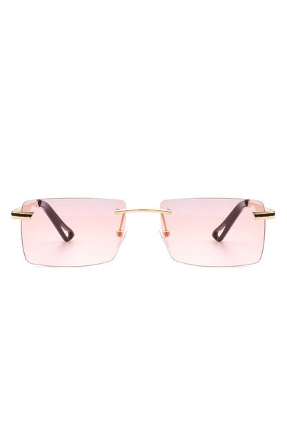 Rectangle Rimless Retro Flat Top Sunglasses