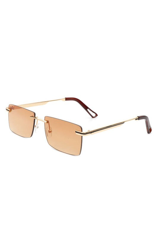 Rectangle Rimless Retro Flat Top Sunglasses