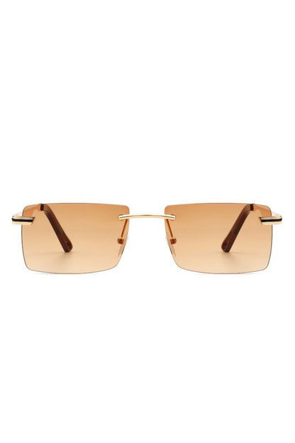 Rectangle Rimless Retro Flat Top Sunglasses