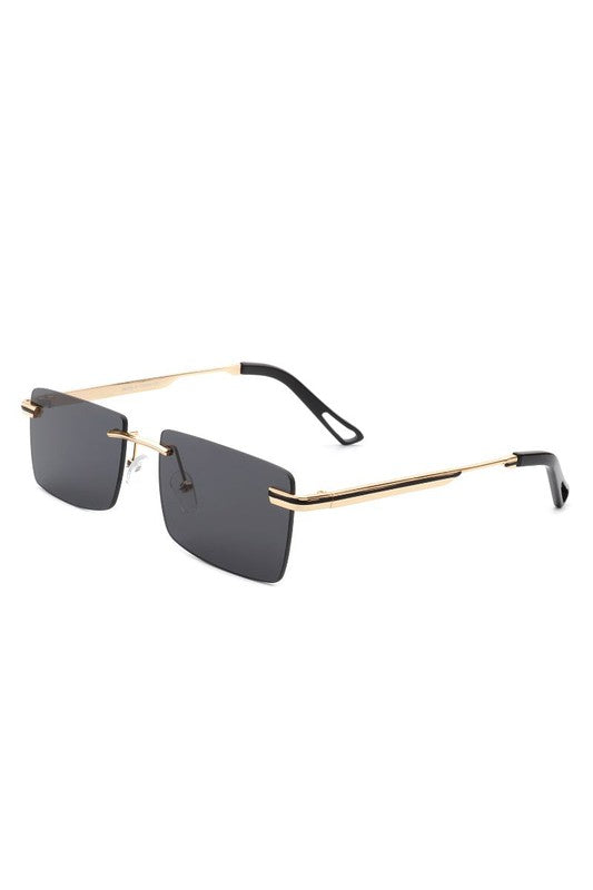 Rectangle Rimless Retro Flat Top Sunglasses