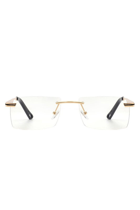 Rectangle Rimless Retro Flat Top Sunglasses