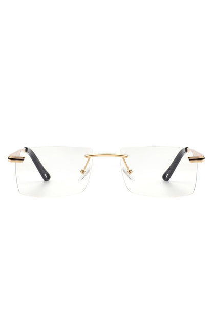 Rectangle Rimless Retro Flat Top Sunglasses