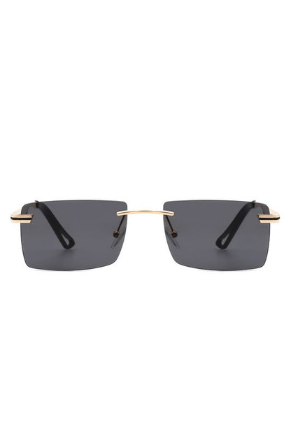 Rectangle Rimless Retro Flat Top Sunglasses