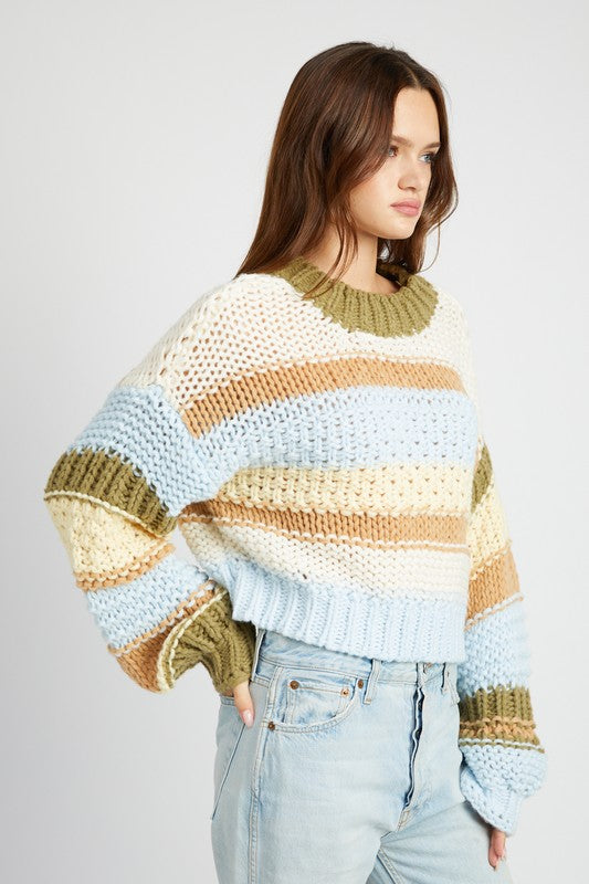 Molly Mock Neck Striped Sweater