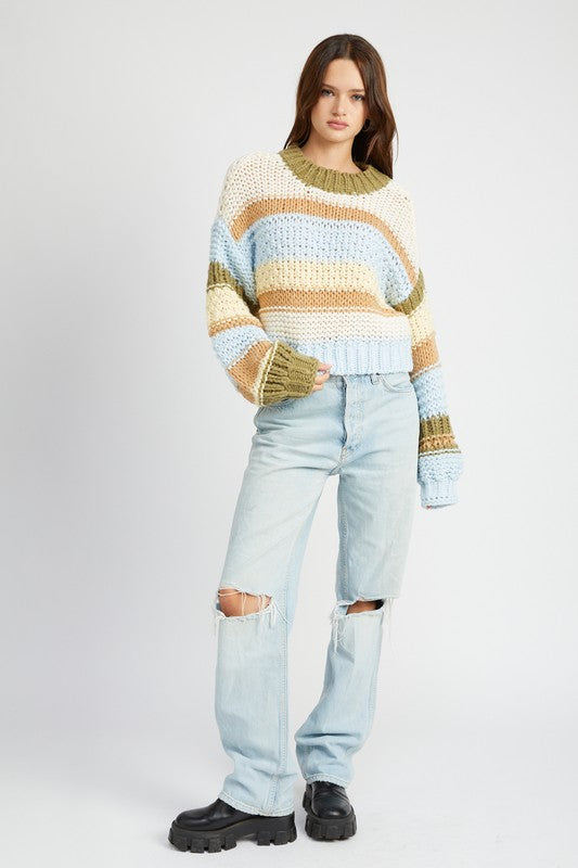 Molly Mock Neck Striped Sweater