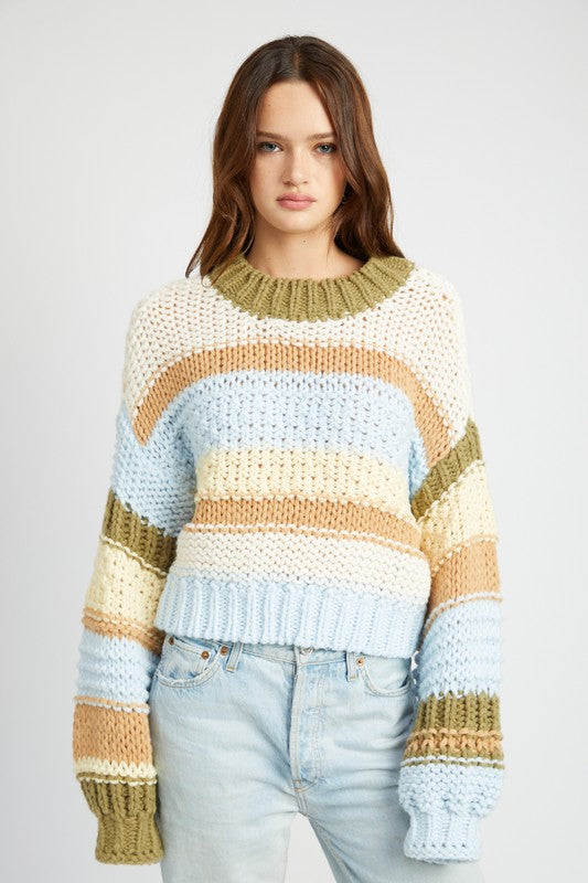 Molly Mock Neck Striped Sweater