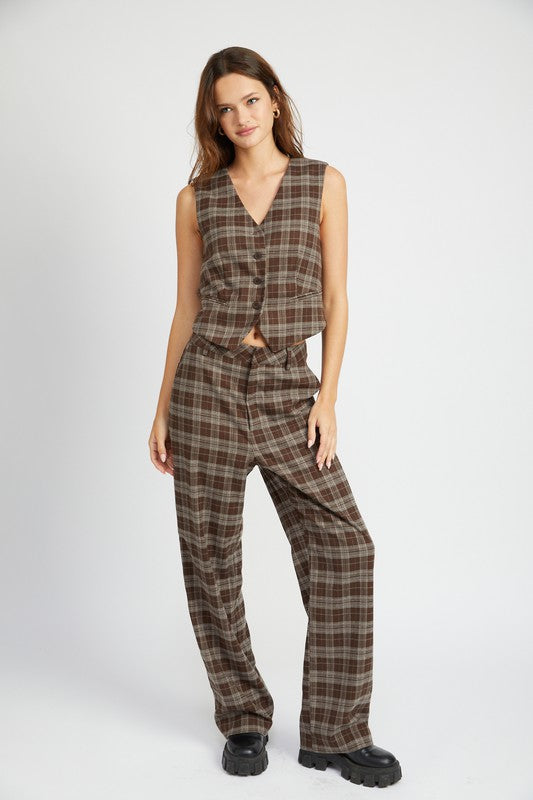 Cairo Plaid Button Up Vest