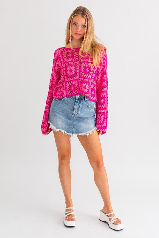 Raven Long Sleeve Crochet Top