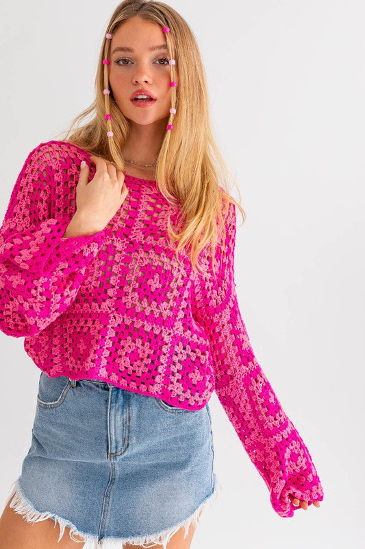 Raven Long Sleeve Crochet Top