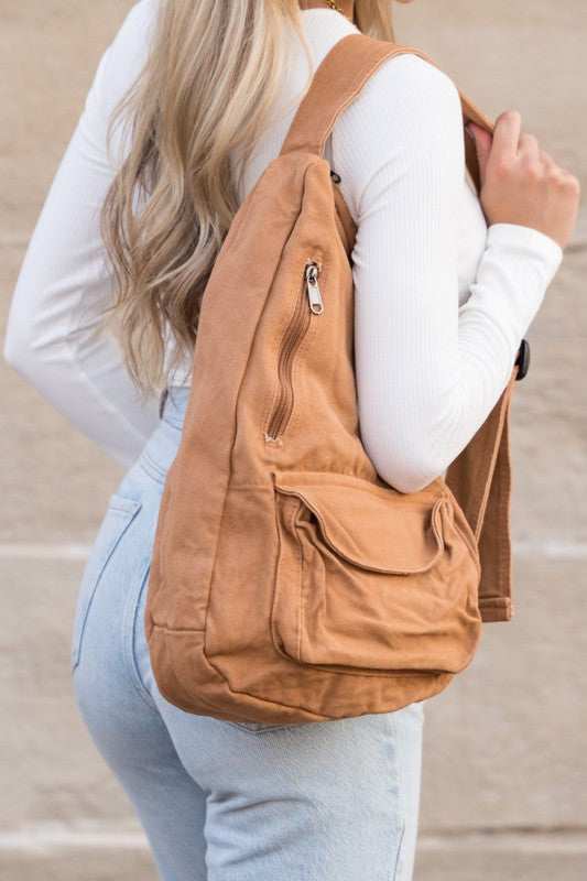 Oversized Canvas Sling Bag