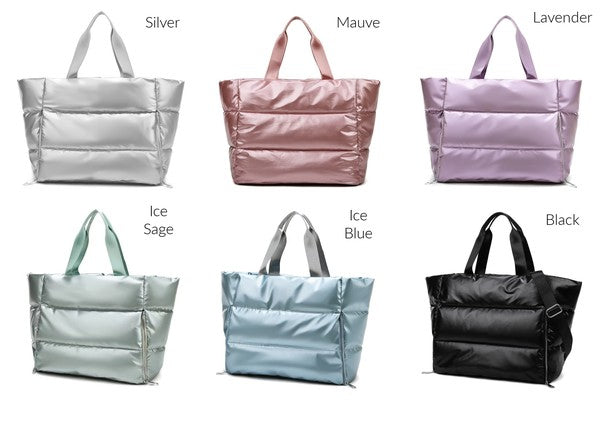 Metallic Puffer Tote