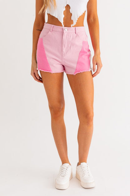 Pink Color Block Shorts