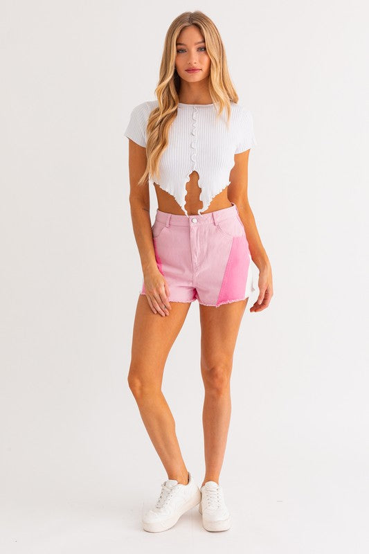 Pink Color Block Shorts