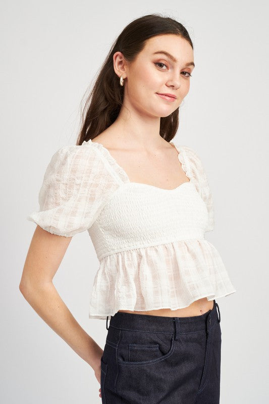 Cheyenne Smocked Babydoll Crop Top