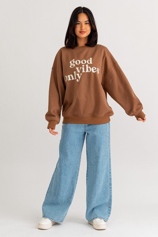 Good Vibes Oversized Embroidered Sweatshirt