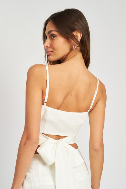 Chelsea Back Bow Detail Wrapped Crop Top