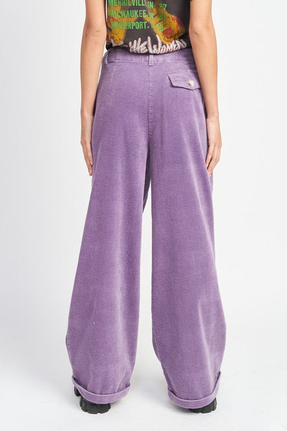 Wide Leg Corduroy Pants with Pockets