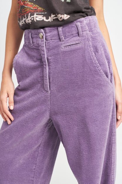 Wide Leg Corduroy Pants with Pockets