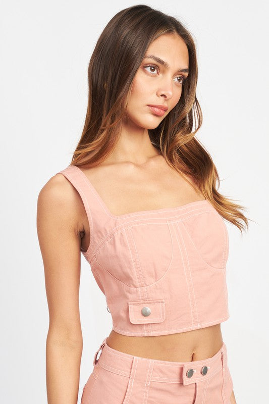 Tegan Cropped Contrast Corset Top