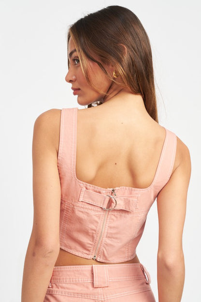 Tegan Cropped Contrast Corset Top