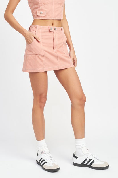 Tegan Contrast Stitching Mini Skirt