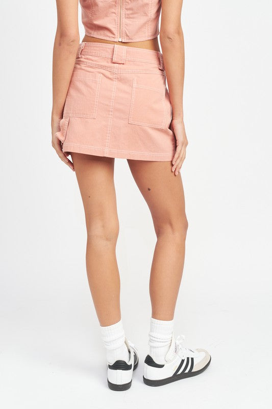 Tegan Contrast Stitching Mini Skirt