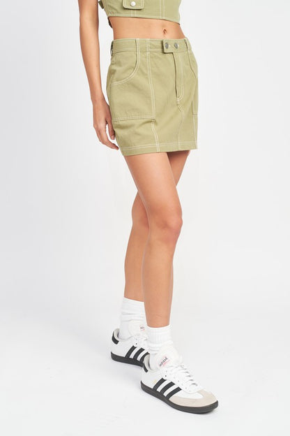 Tegan Contrast Stitching Mini Skirt