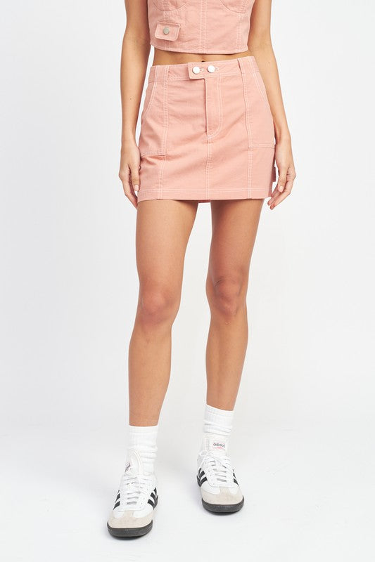 Tegan Contrast Stitching Mini Skirt