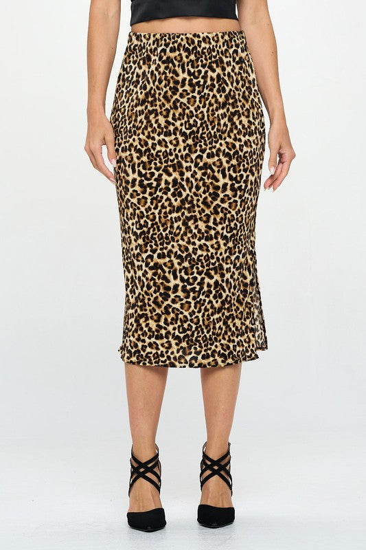 Leopard Print Midi Skirt